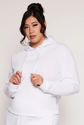 Womens Plus Size Fleece Pullover Hoodie, White, Size 2X
