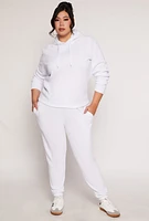 Womens Plus Size Fleece Pullover Hoodie, White, Size 2X