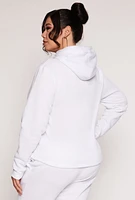 Womens Plus Size Fleece Pullover Hoodie, White, Size 2X