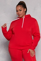 Womens Plus Size Fleece Pullover Hoodie, Red, Size 1X