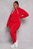 Womens Plus Size Fleece Pullover Hoodie, Red, Size 1X