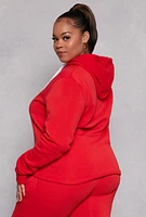 Womens Plus Size Fleece Pullover Hoodie, Red, Size 1X