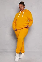 Womens Plus Size Fleece Pullover Hoodie, Yellow, Size 2X