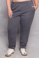 Womens Plus Fleece High Waisted Sweatpants, Grey,