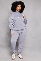 Womens Plus Fleece High Waisted Sweatpants, Grey,