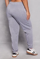 Womens Plus Fleece High Waisted Sweatpants, Grey,