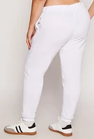 Womens Plus Size Fleece High Waisted Sweatpants, White, Size 2X