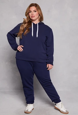 Womens Plus Fleece High Waisted Sweatpants,