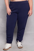 Womens Plus Size Fleece High Waisted Sweatpants, Blue, Size 3X