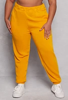 Womens Plus Size Fleece High Waisted Sweatpants, Yellow, Size 1X