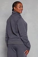 Womens Plus Funnel Neck Sweatshirt, Grey,