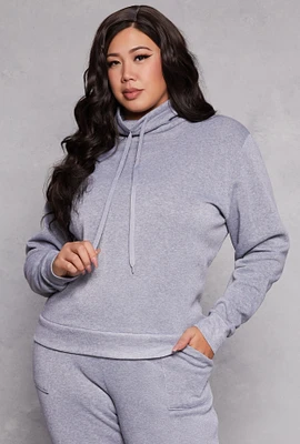 Womens Plus Size Funnel Neck Sweatshirt, Grey, Size 2X