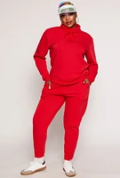 Womens Plus Size Funnel Neck Sweatshirt, Red, Size 2X