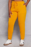Womens Plus Size Drawstring Pocket Sweatpants, Yellow, Size 2X