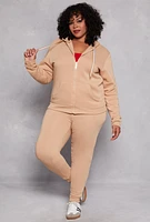 Womens Plus Zip Front Hooded Sweatshirt,