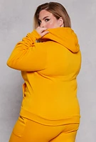 Womens Plus Size Zip Front Hooded Sweatshirt, Yellow, Size 1X