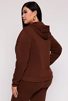 Womens Plus Size Zip Front Hooded Sweatshirt, Brown, Size 1X