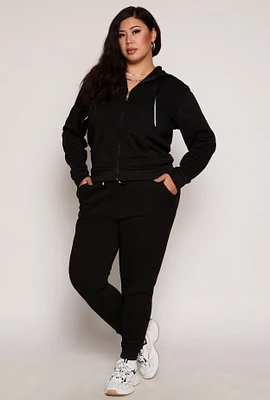 Womens Plus Fleece High Waist Joggers,