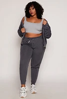 Womens Plus Fleece High Waist Joggers,