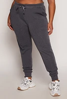 Womens Plus Fleece High Waist Joggers,