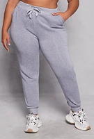 Womens Plus Fleece High Waist Joggers,