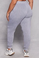 Womens Plus Fleece High Waist Joggers,