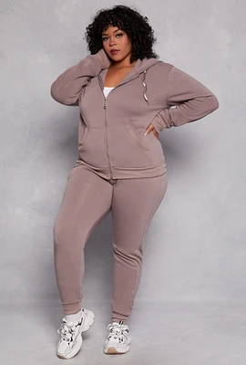 Womens Plus Fleece High Waist Joggers,