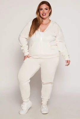 Womens Plus Fleece High Waist Joggers,