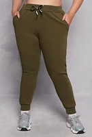 Womens Plus Fleece High Waist Joggers,