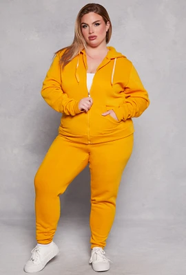 Womens Plus Size Fleece High Waist Joggers, Yellow, Size 3X