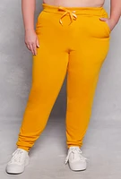 Womens Plus Size Fleece High Waist Joggers, Yellow, Size 3X