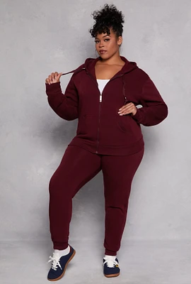 Womens Plus Fleece High Waist Joggers,