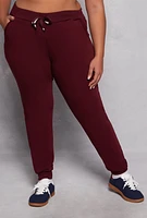 Womens Plus Fleece High Waist Joggers,