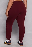 Womens Plus Fleece High Waist Joggers,