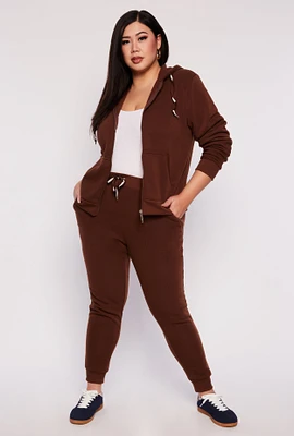 Womens Plus Fleece High Waist Joggers, 2X