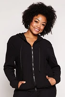 Womens Plus Textured Knit Hooded Sweatshirt,