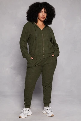 Womens Plus Size Geometric Embossed Joggers, Green, Size 3X