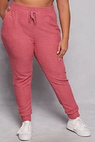 Womens Plus Size Geometric Embossed Joggers, Pink, Size 3X