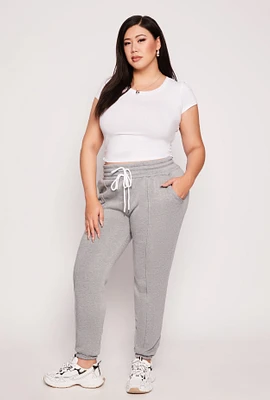 Womens Plus Double Drawstring Pintuck Sweatpants,