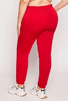 Womens Plus Size Double Drawstring Pintuck Sweatpants, Red, Size 2X