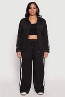 Womens Plus Varsity Stripe Zip Front Sweatshirt, 1X
