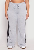 Womens Plus Size Varsity Stripe Drawstring Sweatpants, Grey, Size 1X