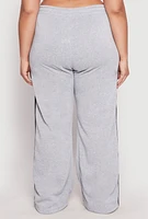 Womens Plus Varsity Stripe Drawstring Sweatpants, Grey,