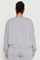 Womens Plus Size Bow Detail Sweatshirt, Grey, Size 3X