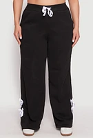 Womens Plus Bow Detail Wide Leg Sweatpants,