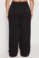 Womens Plus Size Bow Detail Wide Leg Sweatpants, Black, Size 2X