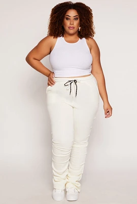 Womens Plus Size Stacked Sweatpants, White, Size 2X