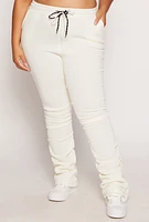 Womens Plus Size Stacked Sweatpants, White, Size 2X