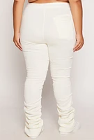 Womens Plus Size Stacked Sweatpants, White, Size 2X
