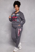 Womens Plus Size Racer California Hooded Sweatshirt, Grey, Size 3X